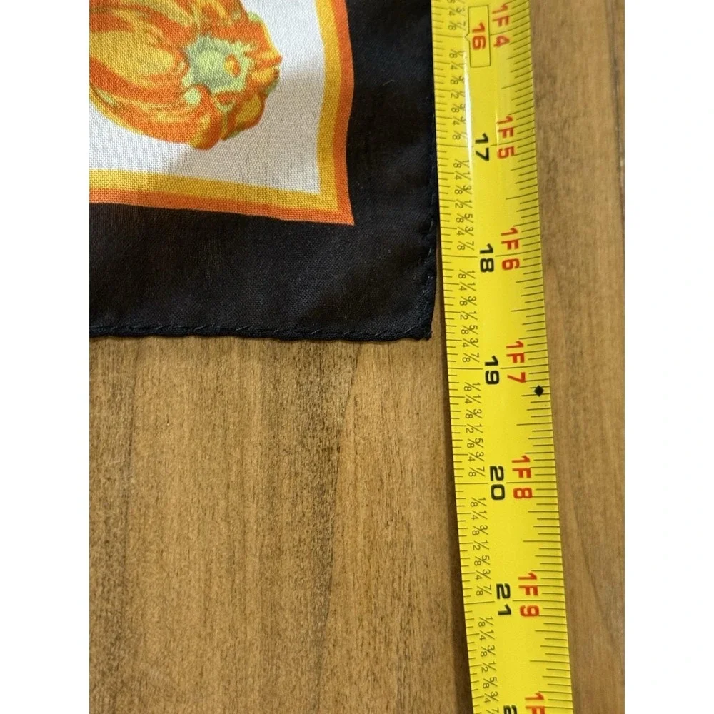 Liz Claiborne Vintage Vegetable Silk Scarf Black Border Novelty Garden Print 80s